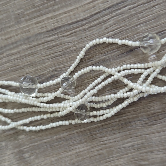 Mother of Pearl Seed Beed Statement Necklace - Picture 8 of 12